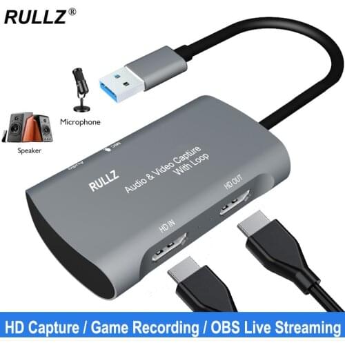 Type C Video Capture Card 4K 1080P USB 2.0 Mic Audio Video Game Live Streaming Box for PS4 XBOX Switch HDMI-compatible Laptop PC