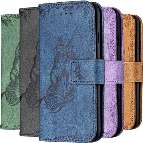 Butterfly Etui Leather Wallet Flip Cases For Samsung Galaxy S21 FE S20 Ultra A02 A02S A12 A32 A42 A52 A72 A51 Card Holder Cover