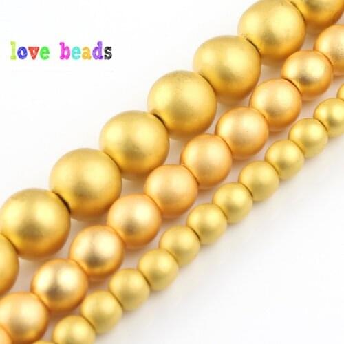 2/3/4/6/8mm Natural Matte Gold Hematite Stone Round Loose Beads for Accessories Jewellery Making Diy Bracelet 15