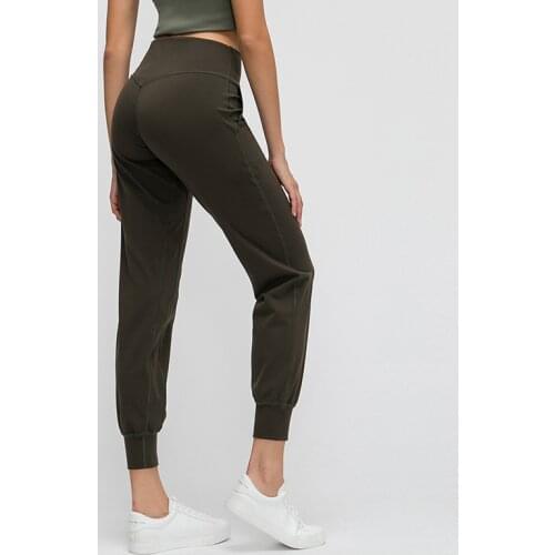 Women Naked-feel Fabric Loose Fit Sport Active Lounge Jogger Butter Soft Elastic Leggings with two side pockets Full length