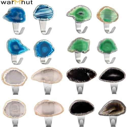 WarmHut Agate Adhesive Hooks Wall Hooks Hanger Waterproof Stainless Steel Sticky Hanger Hooks for Kitchen Utensils Keys Robe Bag