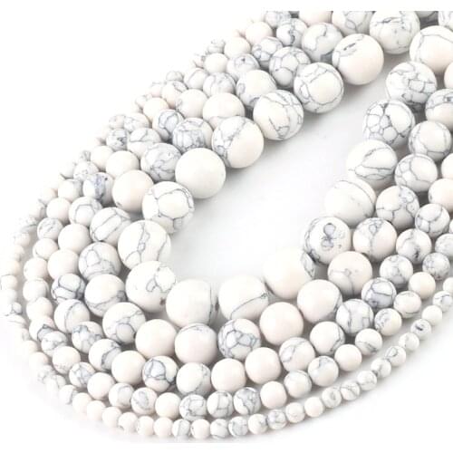 Wholesale Natural White Howlite Turquoises Round Loose Beads 4 6 8 10 12 Bracelet Fit Diy Charm Beads For Jewelry Making