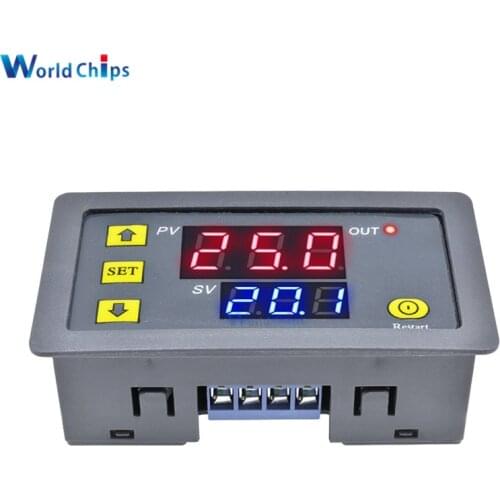 DC 12V Timing Delay Relay Module Cycle Timer LED Time Dual Digital Display Thermolator 0-999 mi With Swtich Case Instruments
