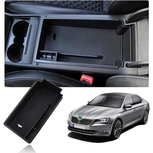 RUIYA Car Armrest Storage Box For Superb 2017 2018 2019 2020 Central Control Armrest Box Auto Interior Accessories