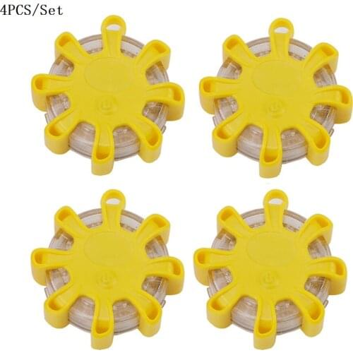4PCS 8* LED Flare Emergency Road Flare LED Safety Flare Roadside Night Lights Flashing Road Beacon Magnet Warning Light For Car