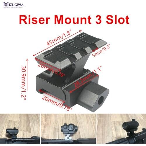 Tactical QD Lockdown Series Lightweight Riser Mount 3 Slot with 20mm Picatinny Rail Weaver Adapter Base Scope Airgun Pistol
