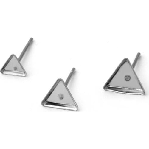Triangle Stainless Steel Earring 4/6/7mm Stud Ear Post Nails Flat Earring Pad Base Posts DIY Earring Jewelry Findings makings