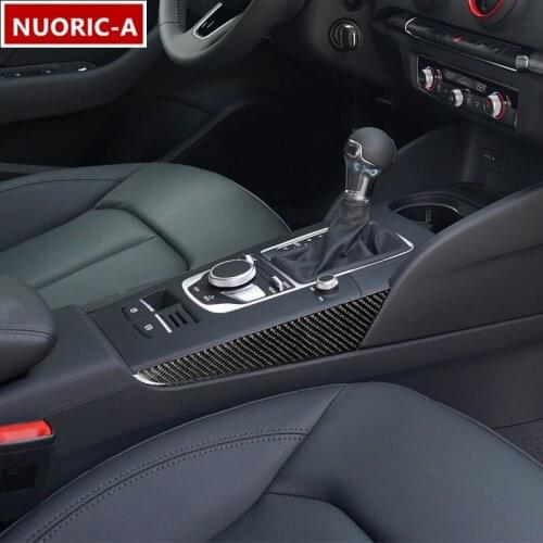 Carbon Fiber Gear Shift Both Side Panel Decoration Cover Trim For Audi A3 8V 2014-2019 LHD Car Styling Interior Accessories