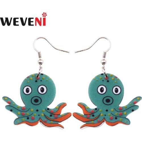 WEVENI Brincos Acrylic Drop Dangle Long New Octopus Pattern Earrings Bijoux Trendy Ocean Animal Jewelry For Girl Statement
