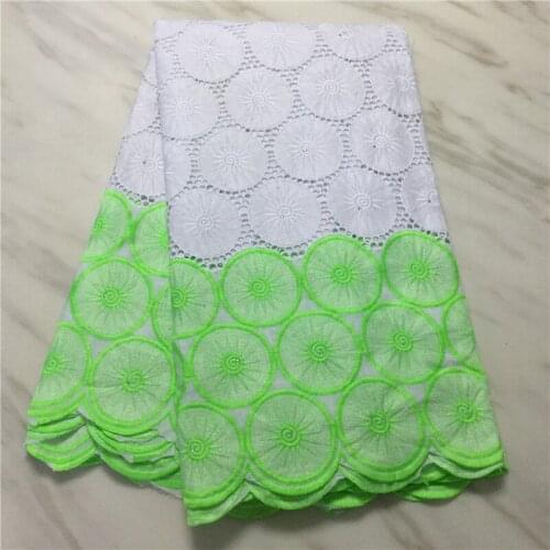 High Quality White Green Swiss Voile Laces In Switzerland 5Yards African Dry Cotton Lace Fabric Nigerian Man Swiss Voile Lace PS