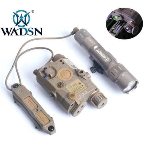 WADSN WMX200 Tactical Flashlight+Airsoft PEQ 15 LA-5C UHP VER-Green/IR Laser+Remote Pressure Switch Softair Weapon Light Kits