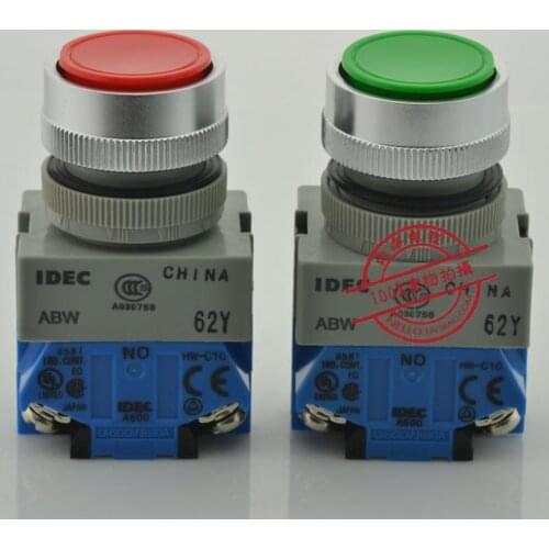 [ SANY ]Japan and spring IDEC 22mm flat head ABW110G ABW110R button switch 1NO self-reset--10PCS/LOT