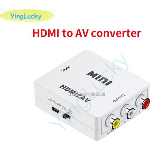 YingLcky HDMI to AV converter box HDMI to RCA AV / CVSB L / R 1080P video HDMI2AV converter supports NTSC PAL output adapter
