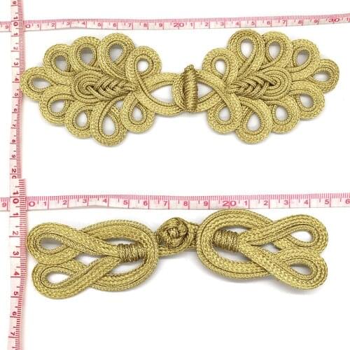 DoreenBeads Gold and Silver Silk Handmade Chinese Knot Buttons Frog Closure Fastener Christmas Trees Leaves Cheongsam Button