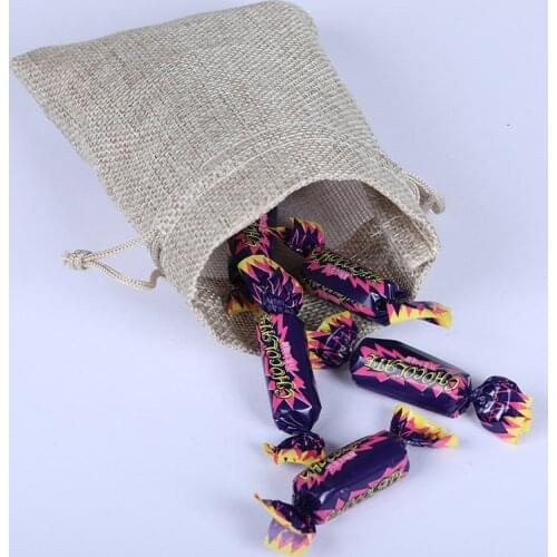 10Pcs Wedding/Christmas Burlap Bag Diy Jute Linen Bags For Jewelry Display Drawstring Pouch Gift Box Packaging Bags For Gift Bag