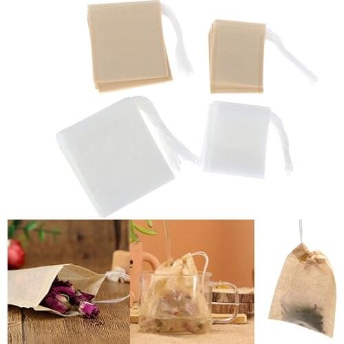 100Pcs/Lot Paper Tea Bags Filter Empty Drawstring Teabags for Herb Loose Tea Wholesale