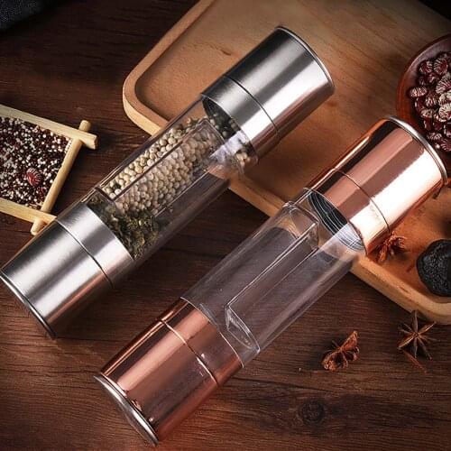 2 in 1 Manual Pepper Grinder Stainless Steel Salt & Pepper Mill Grinder with Adjustable Coarseness Portable Spice Shaker