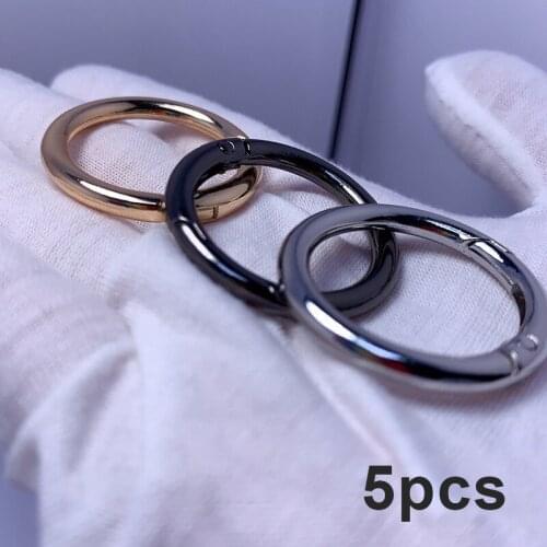 5Pcs/set 3 Colors Round Buckles Round Push Gate Snap Open Hooks Spring Ring Key Carabiner Snap Keychain Camping Purses Carabiner