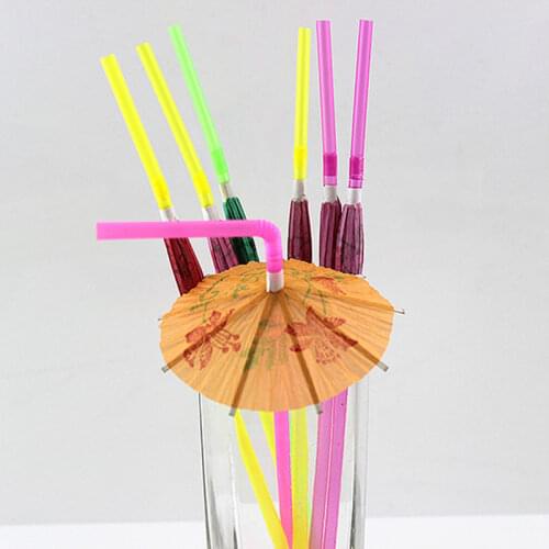 50pcs 3D Paper Umbrella Cocktail Drinking Straws Novelty Party Bar Decorations Plastic Straw Wedding Birthday Party Supplies