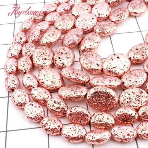 10x14,15x20mm Oval Rose Gold Plateds Rock Lava Natural Stone Beads For Jewelry Making DIY Necklace Bracelats 15" Free Shipping