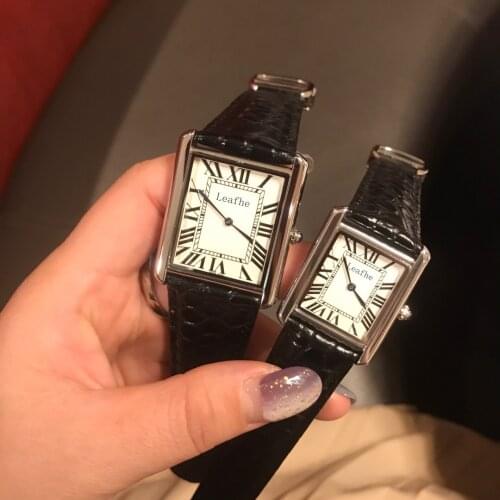 Fashion Crocodile Pattern Leather Strap Original Clasp Stainless Steel Dial Womens Watch 2 Sizes Choose Couple Watches