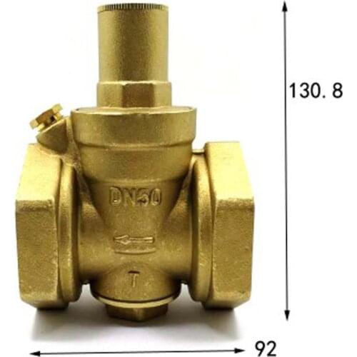 DN50 2" BSPP Female Brass Pressure Relief Vavle Safety Adjustable Mid-Body Width 92mm Max 16Bar Reducing Port