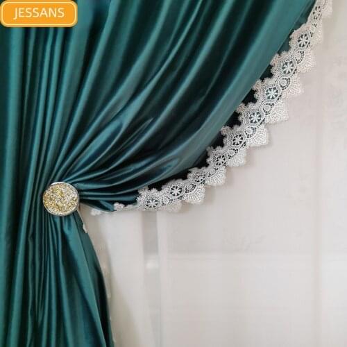 French High-grade Peacock Blue Velvet Thickened Blackout Curtains for Bedroom and Living Room Customized Products