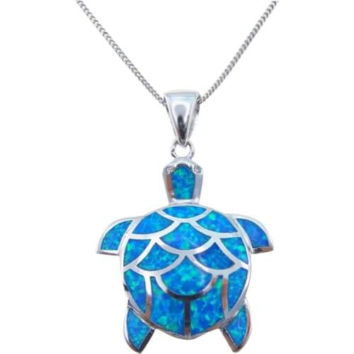 Hot Selling Sea Turtle Pendant in 925 Sterling Silver Blue Fire Opal Women Mens Pendant For Gift