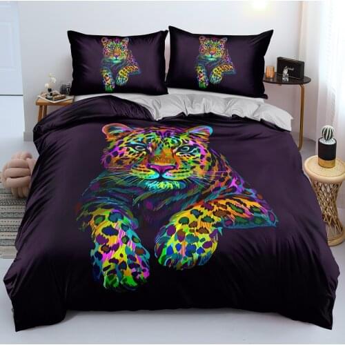 3D Gray Quilt Cover Sets Custom Design Animal Comforter Covers Pillow Covers King Queen Super King Twin Size Tiger Bedclothes