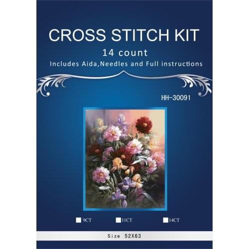 Colorful flowers and bird ,Counted Cross Stitch 14CT Cross Stitch Sets Wholesale cartoon Cross-stitch Kits Embroidery Needlework