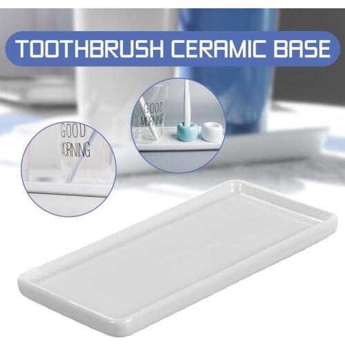 Creative Bathroom Toothbrush Ceramic Base White Porcelain Trays Rectangle Holder Stand Sanitary Storage Bathroom Accessories