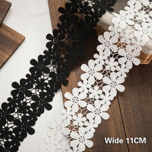 11CM Wide Lace Ribbon White Black For Clothing Dress Decoration Handmade Material DIY Crafts Needlework Lace Fabric