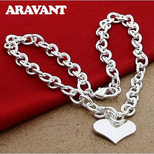 New Fashion Silver Color Jewelry High Quality Fashion 925 Silver Jewelry Heart Pendant Necklaces