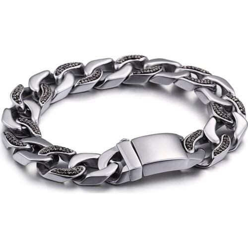 Fashionable titanium steel bracelet men tide simple punk personality domineering rough section popular jewelry