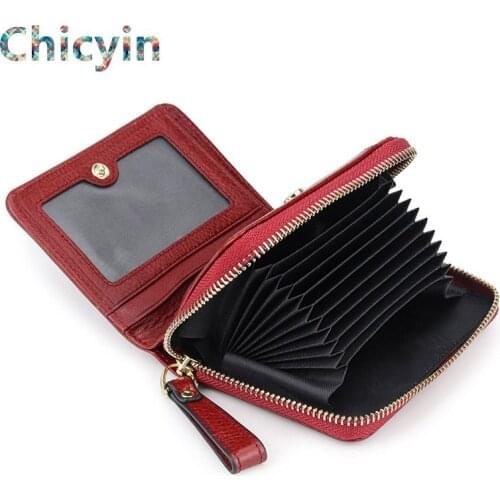 Fashion Brand RFID Genuine Leather Women Business Card Holder Wallet Bank Credit Card Case ID Holders Female Cardholder