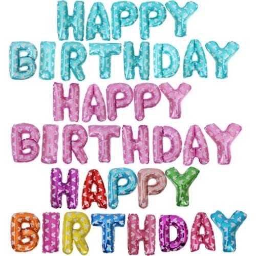 16 Inch Birthday Letter Balloon Set Head Pattern Pink Blue English Birthday Letter Balloon Set Party Decoration