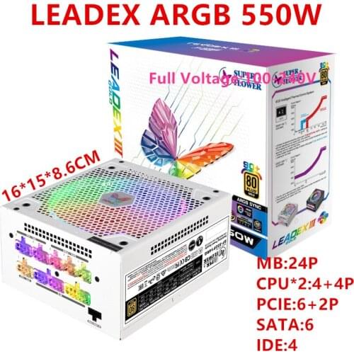 New PSU For Super Flower Brand 80plus Gold Full Modular 2070S RXS5700 Game Mute Power Supply 550W Power Supply LEADEX ARGB 550W