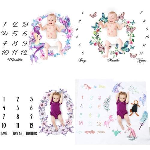 Newborn Baby Girls Boy Blanket Milestone Photography Photo Props Shoots Cloth Swaddle Wraps Photography Prop Backdrop