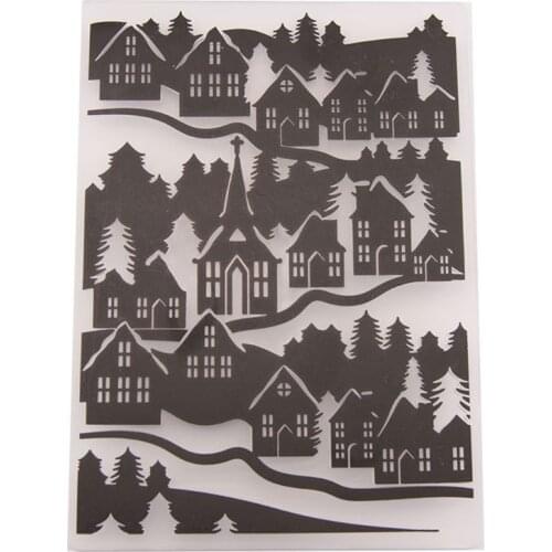 Plastic Embossing Folder Template DIY Scrapbook Photo Album Card Craft DIY Rural House E56C