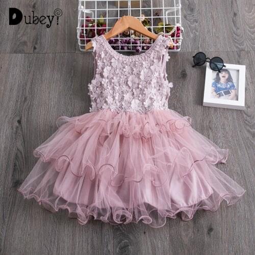 Girls Dresses Lace Tulle Ruffle Layered Dress Elegant Prom Dresses Flower Girl Dresses Little Girls Costume Princess Dress
