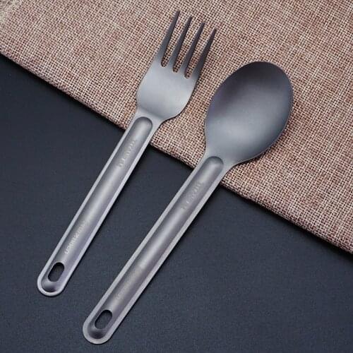 Portable Pure Titanium Dinner Spoon Fork Outdoor Camp Eating EDC Tool Home Kitchen Party Cutlery Accessories Gift