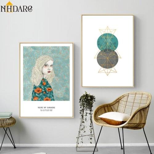 Nordic Flower Girl You are my sunshine Fresh Posters And Prints Canvas Art Painting Wall Pictures For Living Room Home Decor