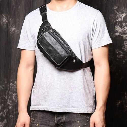 New Genuine Leather Waist Packs Men Waist Bags Fanny Pack Belt Bag Phone Bags Travel Waist Pack Male Small Waist Bag Leather