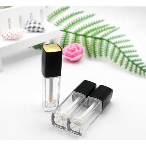 5ml Clear Square Black Lid Lip Gloss Empty Tube Cosmetic Lipgloss Packaging Container