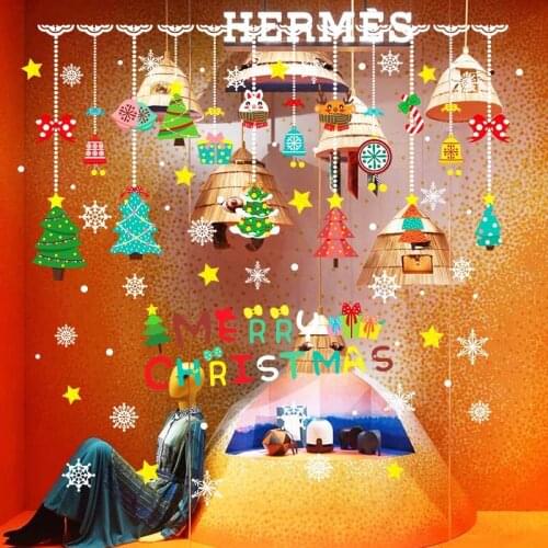 Merry Christmas home decor wall sticker window sticker snowflake tree window stickers Christmas wall stickers for kids rooms