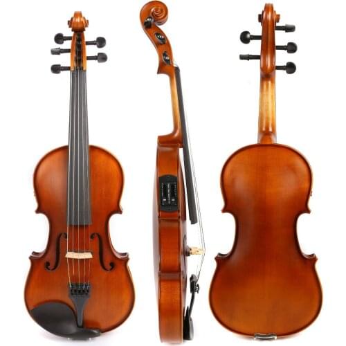 Brown color NEW model 5 strings 4/4 electric violin +Acoustic violin #9452