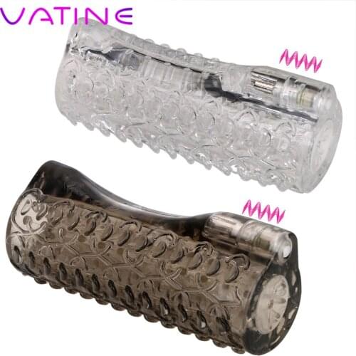 VATINE Penis Exerciser Vibrating Sleeve Penis Sleeve Cock Ring Delay Ejaculation Sex Toys For Men Gay Male Masturbator