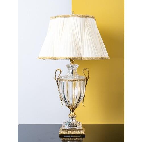 Zq American Style High-End Luxury Living Room Furnishings Crystal Glass Inlaid Copper Living Room Entrance Table Lamp