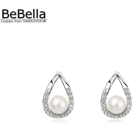 BeBella pearl earrings made with Crystals from Swarovski for women gift