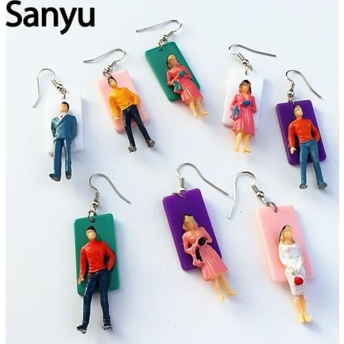 New Funny Handmade Colorful Humanoid Villain Acrylic Drop Earrings Cartoon Figure Creative Unique Dangle Earrings for Women Girl